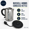 Russell Hobbs Brushed Stainless Steel Electric 1.7L Cordless Kettle 3Kw