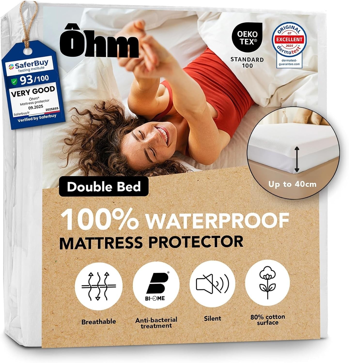 Waterproof Mattress Protector Double Bed 135x190cm Hypoallergenic Absorbent New