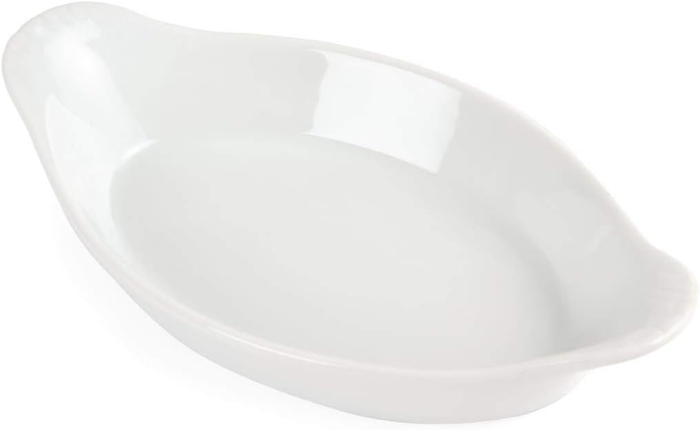 Olympia Whiteware Oval Eared Dishes 204mm Porcelain Serving Plates 6pc New