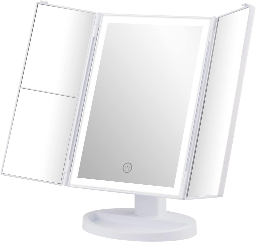 Grifema Vanity Makeup Mirror Trifold Table Magnification 32 LED Lights 3x2x1 New