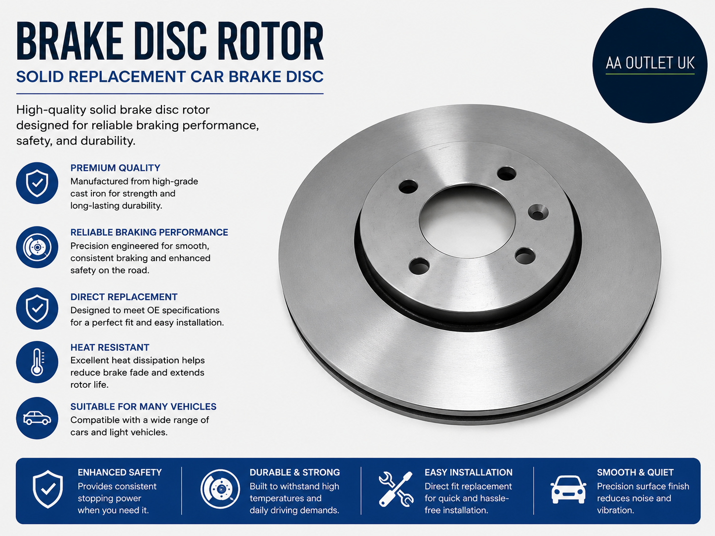 Brake Disc Rotor Solid Replacement Car Brake Disc Single Wheel Disc