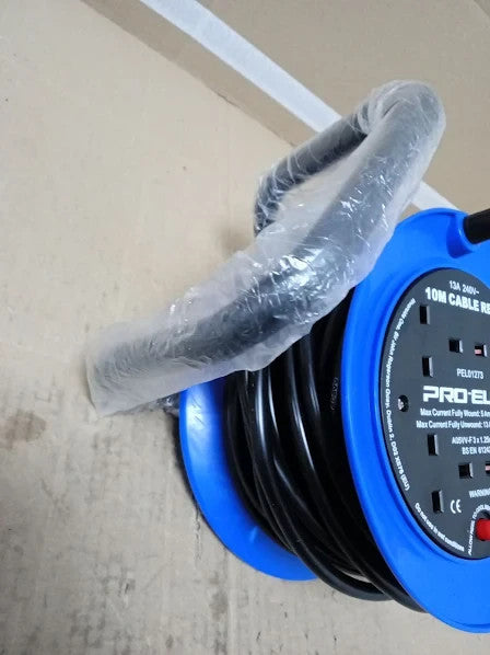 Pro ELec PEL01273 4 Gang Mini Cable Reel Mains Extension 10m New