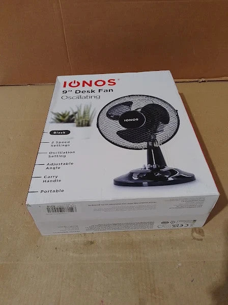 Ionos 9in Desk Fan 2 Speed Adjustable Angle Portable Carry Handle 27x20x38cm