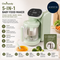 Chefhandy Baby Food Maker Processor 5 In 1 Baby Food Steamer Blender Green 300W