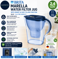 BRITA Marella Water Filter Jug Blue 2.4L MAXTRA PRO Pure 1 Pack Cartridge