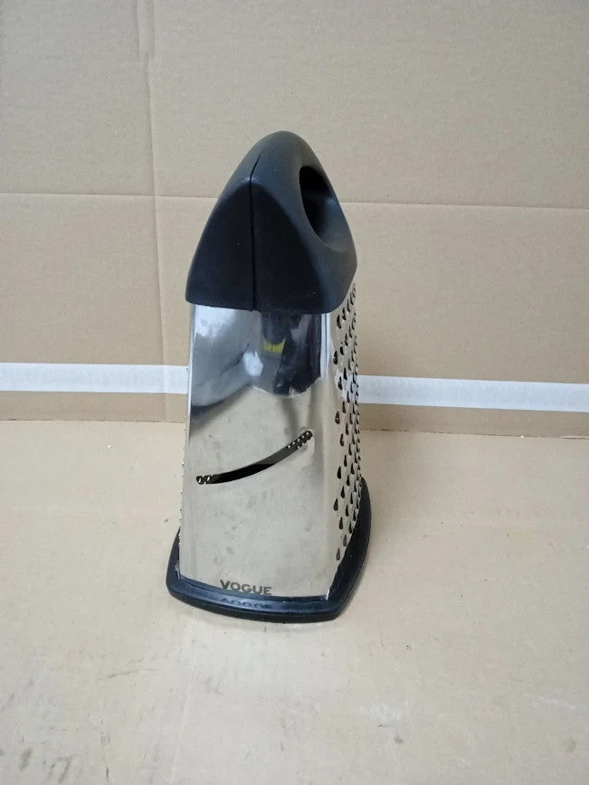 Vogue Heavy Duty Box Grater Stainless Steel Black Four Way 25.4cm Large Handle