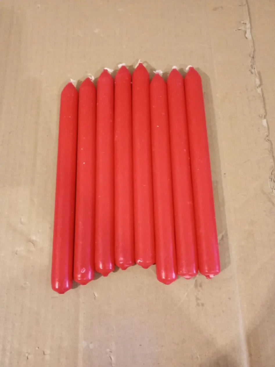 Bolsius Tapered Dinner Candles Red 8 Pack 23cm Long Burning Time Unscented