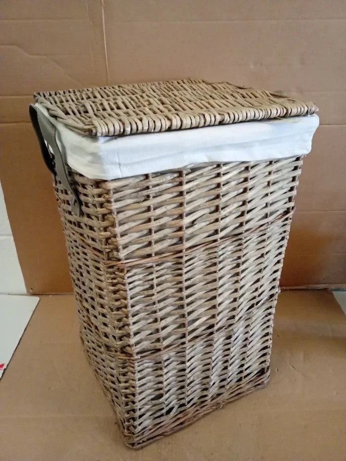 Home Willow Laundry Basket Wicker Frame Grey 56x35x35cm New