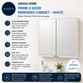 Argos Home Prime 2 Door Mirrored Cabinet White 50x60x14cm