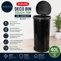 Curver 40 Litre Deco Touch Top Kitchen Bin Made Of Resin Built In Bin Black