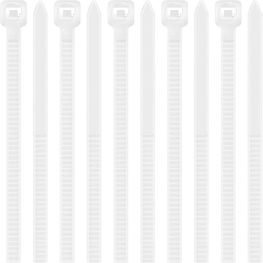 100 Pack Cable Ties White 6in Zip 3.6x150mm Tidy Wires Long 40lbs Tensile New