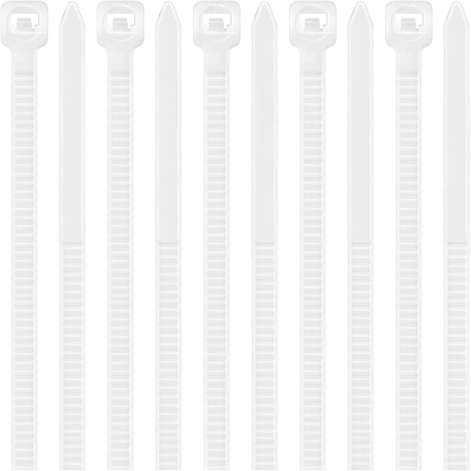 100 Pack Cable Ties White 6in Zip 3.6x150mm Tidy Wires Long 40lbs Tensile New