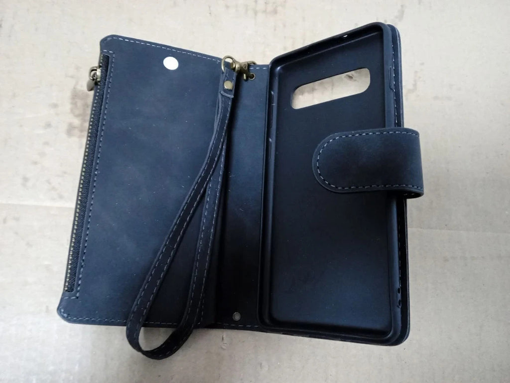 QLTYPRI Case Samsung Galaxy S10 Large Capacity Leather Wallet Case 6 Card Holder
