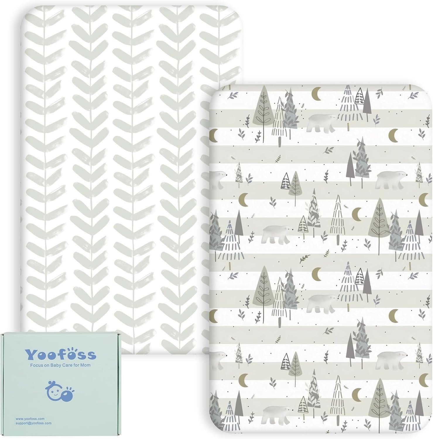 Yoofoss Cot Bed Sheets 70x140cm Fitted Super Soft Breathable Toddler 2 Pieces