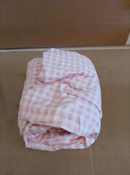 Michorinee Duvet Cover Set Pink White Plaid Pattern Double 50x75cm New