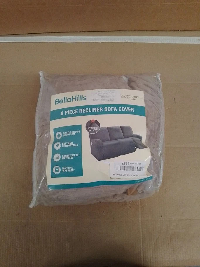 BellaHills Recliner Sofa Covers Velvet Stretch Couch Thick Soft Taupe New