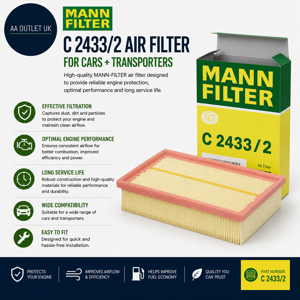 Mann Filter C 2433 2 Air Filter Cars Transporters 23.5x16.5x5.8cm