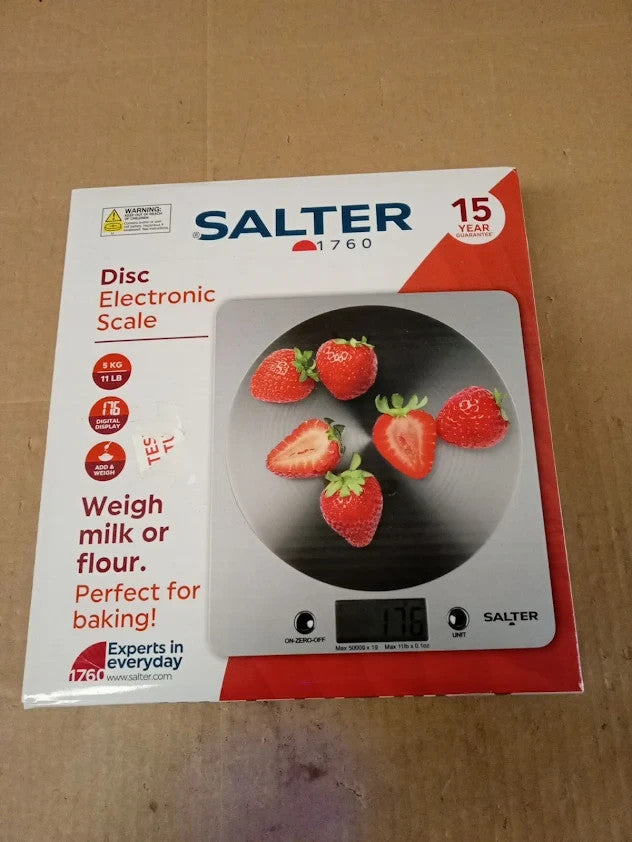 Salter Silver Ele Scale With Steel Platform Silver LCD Display Imperial Metric
