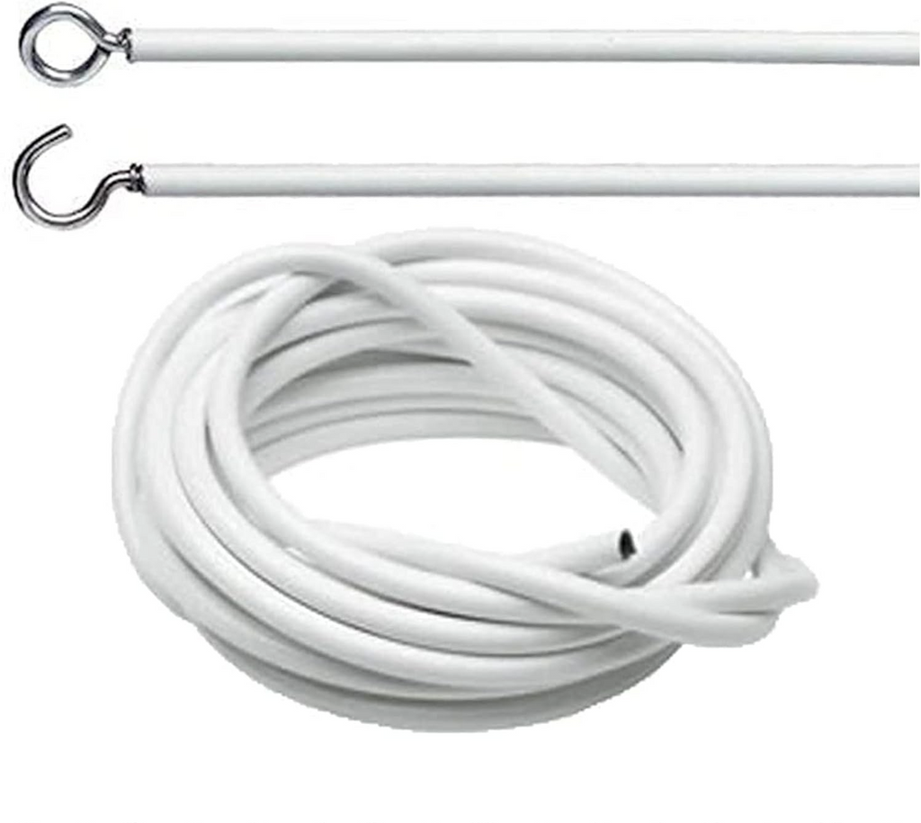 Divchi Net Curtain Wire And Hooks Set 4 Meter Curtain Kit With 10 Hooks New