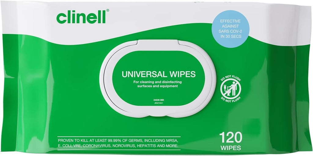 Clinell Universal Cleaning Disinfectant Wipes Surfaces Pack 100 255x175mm New