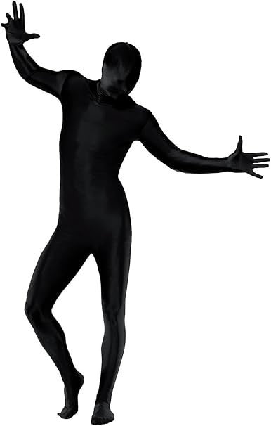 Smiffys Black Second Skin Suit Bumbag Fancy Dress Costume Adult Design New