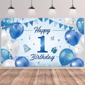 Btzo Happy 1st Birthday Background Blue Banner First Baby Shower 180x110cm New