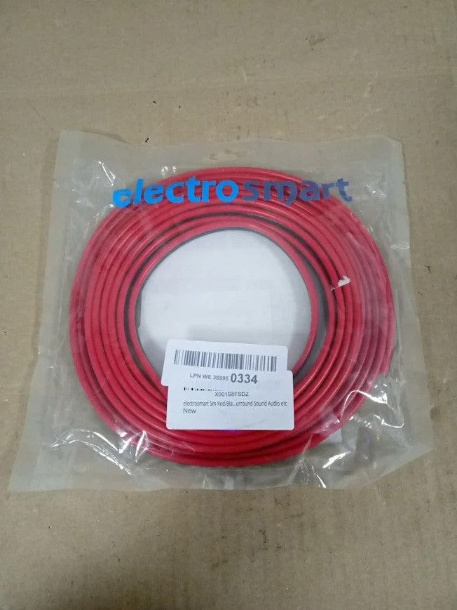 Electrosmart 5m Red Black Speaker Cable Twin Core Audio Wire Surround Sound New