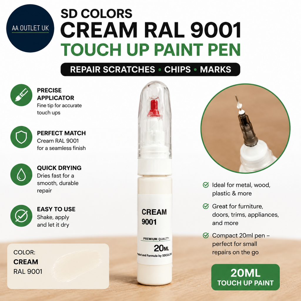 SD Colors Cream Ral 9001 Touch Up Paint Pen 20ml Repair Scratch Chip Brush
