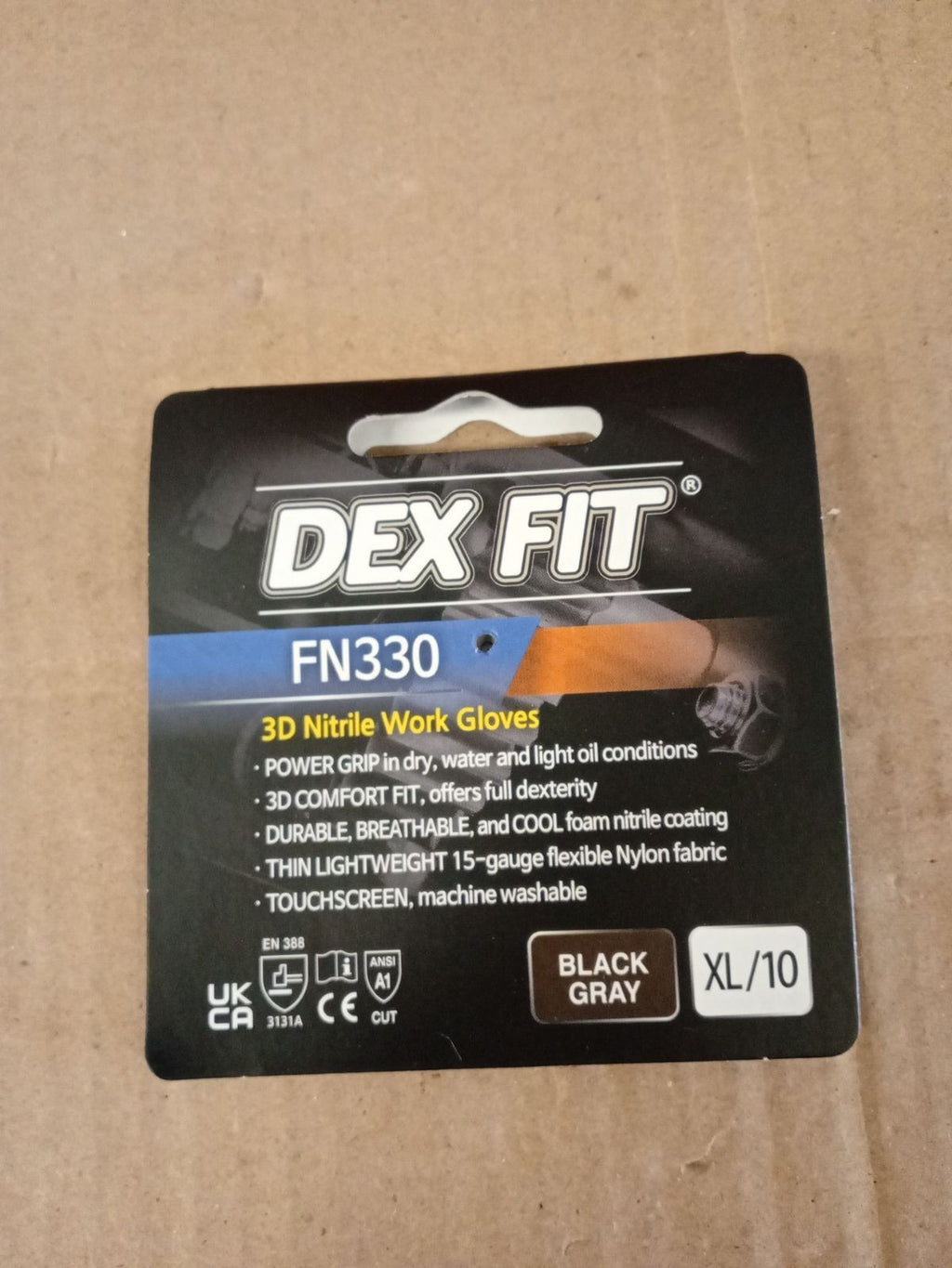 DEX FIT Nitrile Work Gloves FN330 3D Comfort Stretchy Fit Firm Grip Thin XL Grey