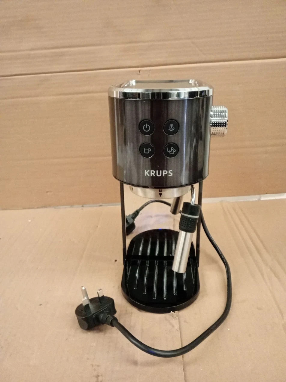 Krups Virtuoso Pump Espresso Machine Compact Black Stainless Steel XP444GG0