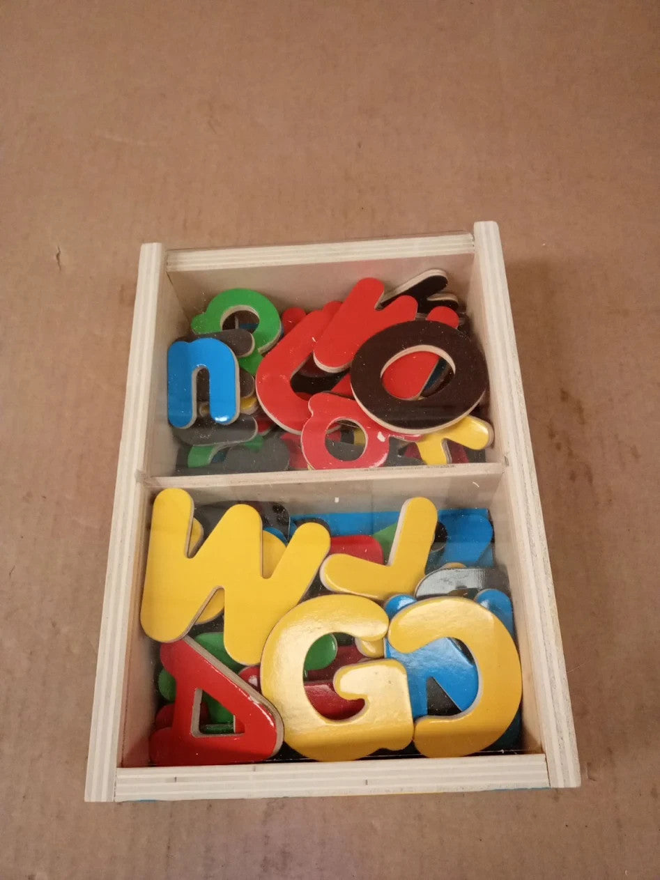 Melissa & Doug 52 Wooden Alphabet Magnets Box Uppercase Lowercase Letters Age 3+
