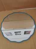 Habitat Blue Wavy Wall Mirror 50x50x6cm D Ring Fully Assembled Wood