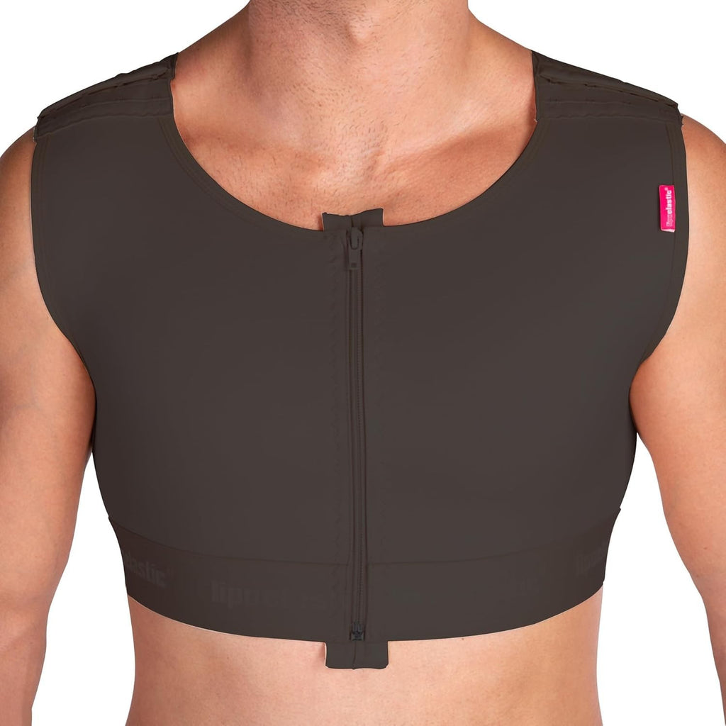 LIPOELASTIC MTmS Comfort Gynecomastia Compress Zipper Vest Medium Black