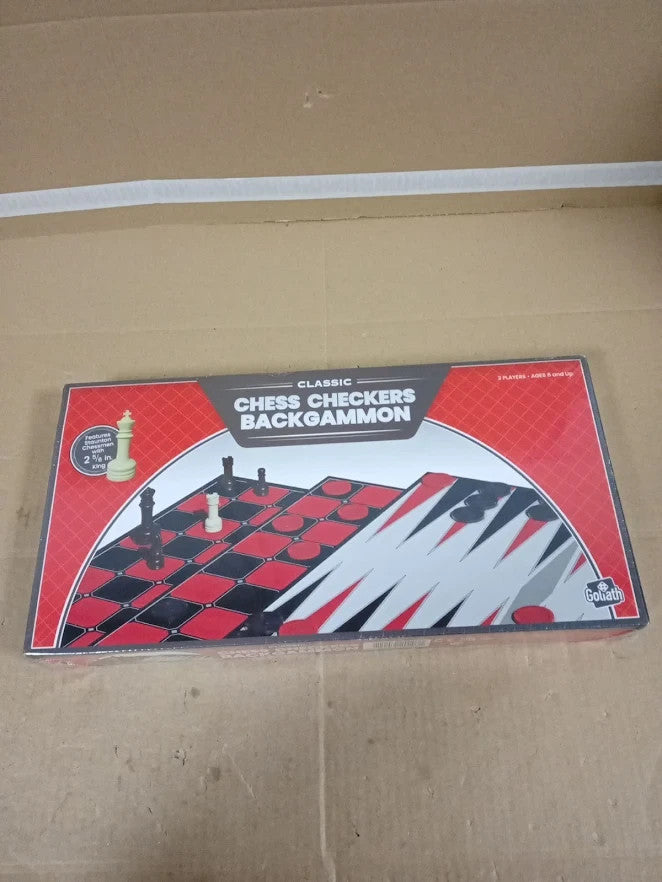 Goliath Classic Chess Checkers Backgammon Triple Pack Board Game 3 in 1 New
