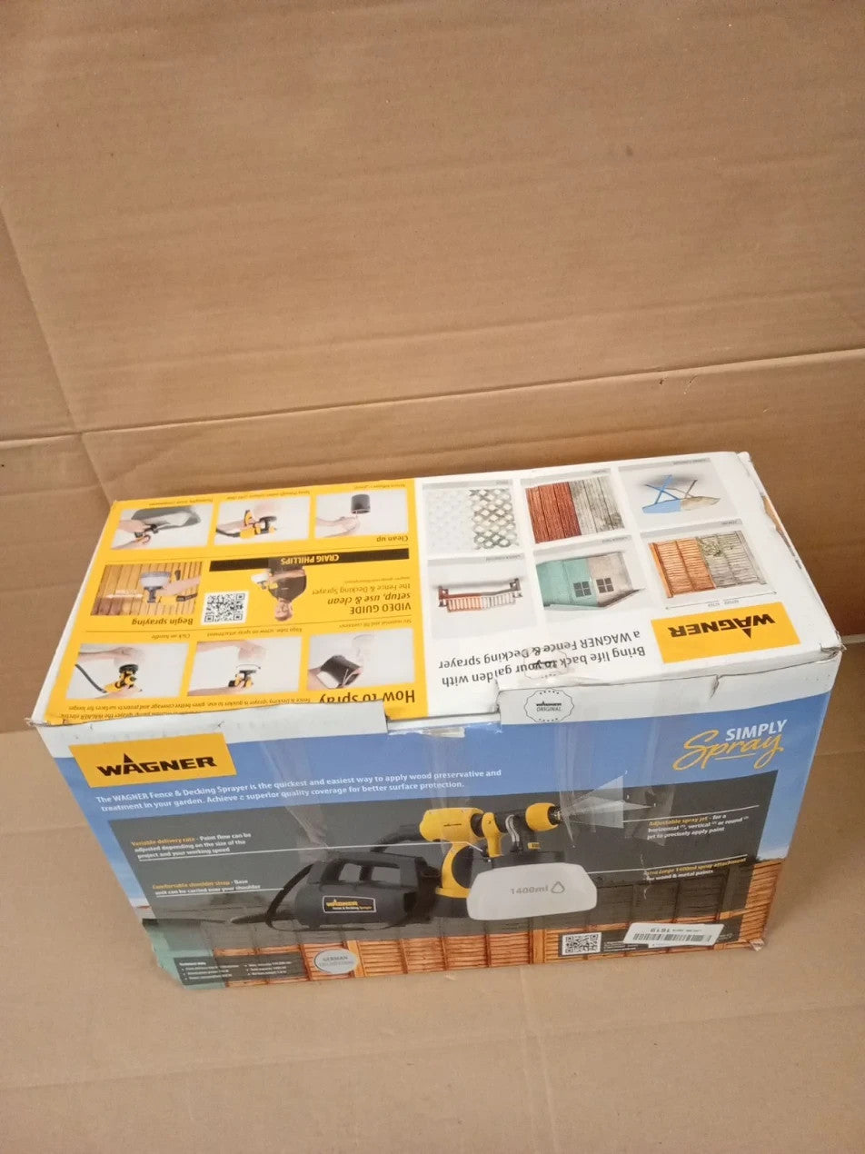 WAGNER Fence Decking Paint Sprayer 460W 1400ml Covers 5m² 9min 1.8m Hose
