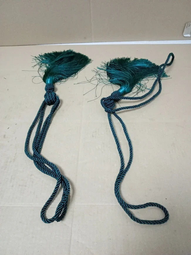 Pretty Jolly 2pc Long Tassel Curtain Tiebacks Handmade Braided Rope New