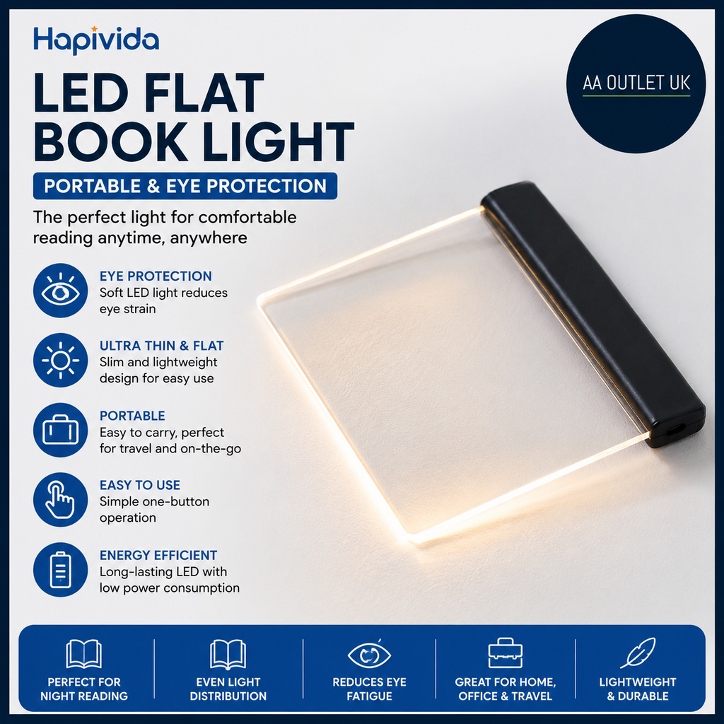 Hapivida LED Flat Book Light Portable Plate Book Reading Eye Protection