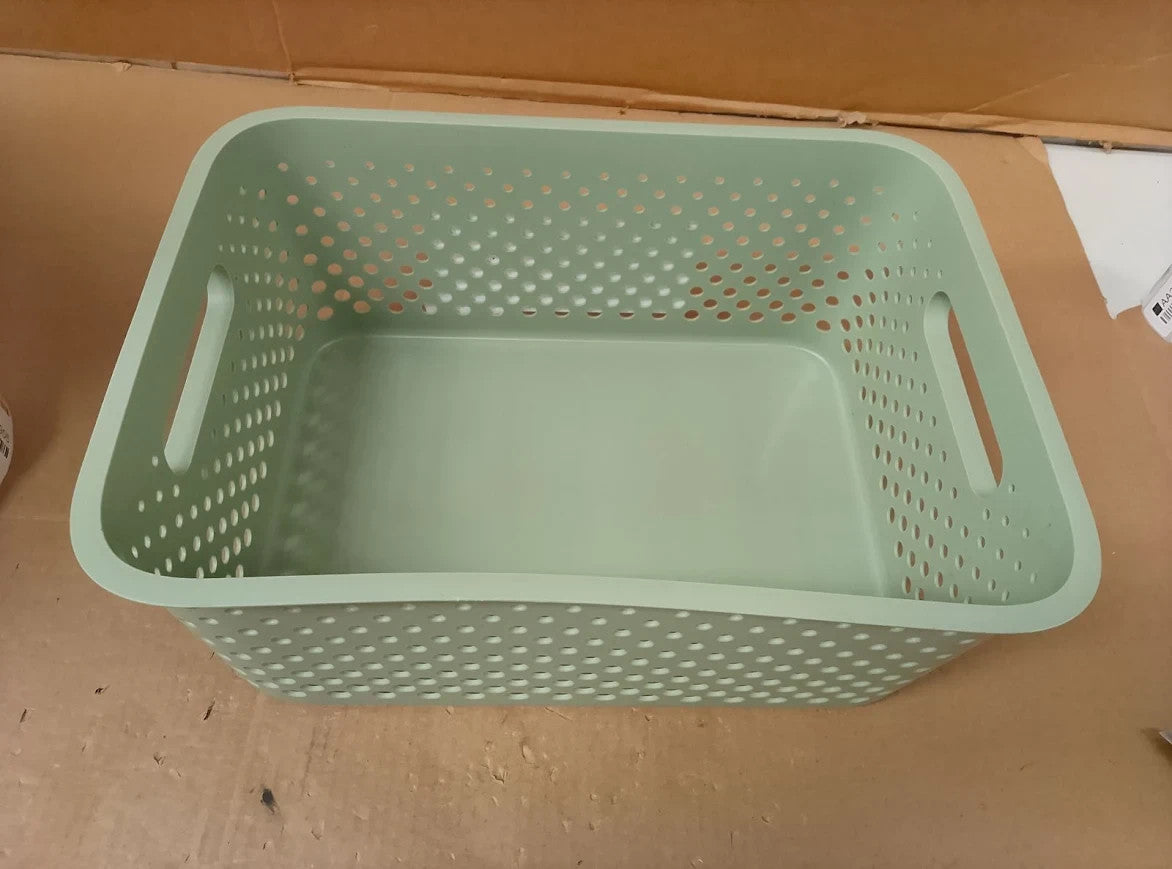 SmartStore Storage Basket Handles Green 11.4L 36.5x27x15cm Plastic Bin Recycled