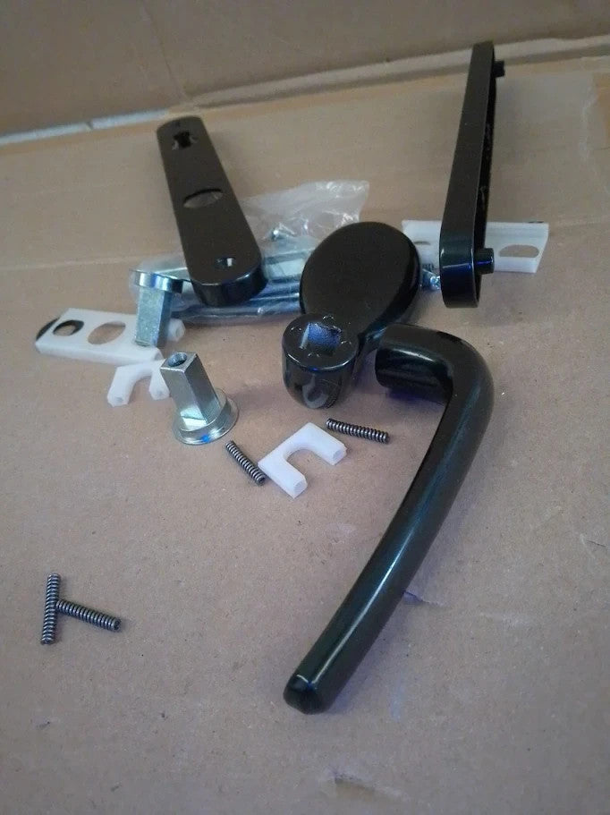 Xfort Uros Matt Black Door Handle Aluminium Offset Lever Pad UPVC New