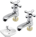 Traditional Basin Taps Pair 2pc Bathroom Solid Brass Bathroom Polished Sink New
