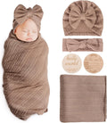 Aqokka Newborn Receiving Blanket Bow Hat Headband Wooden Card Set 80x80cm New