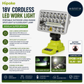 Hipoke 18V Cordless LED Work Light Portable Outdoor Long Range Flashlight 2000LM