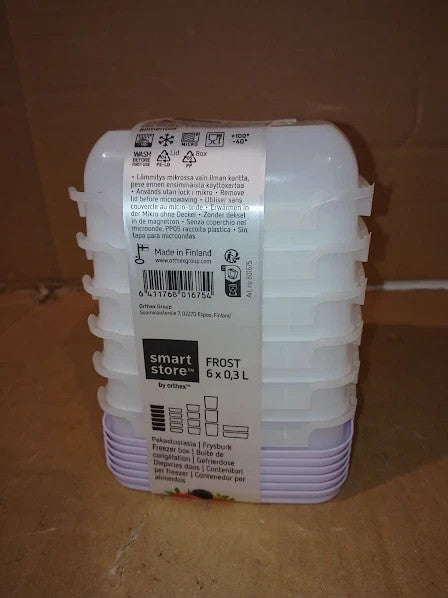 Smartstore Small Food Storage Containers 0.3L Set 6 Suitable Fridge 12x12x4.5cm