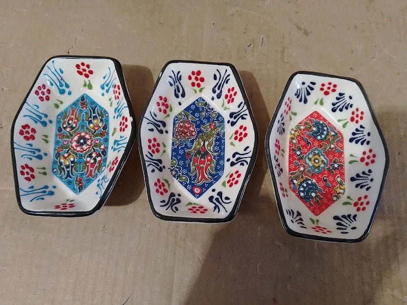 Jrose Collections Handmade Turkish Ceramic Bowl Set 3 Small Mezze Dip Dishes