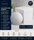Pack N Trade Tall White Cake Box 14in 13mm Round Silver Drum Durable