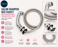 Pongnas Salon Shampoo Bed Faucet 1.2m 3.9ft Stainless Steel Hose Shower Head