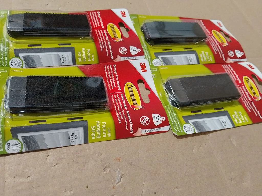 Command Large Picture Hanging Strips 4 Packs Black Damage Free Holds 7.2kg New