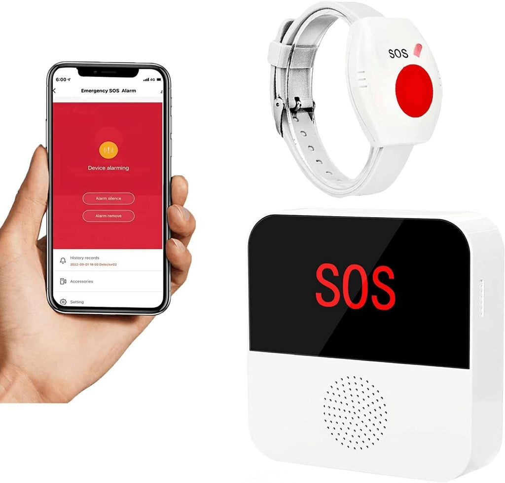 WiFi Caregiver Call Button System Smart App Alert Emergency Personal White New