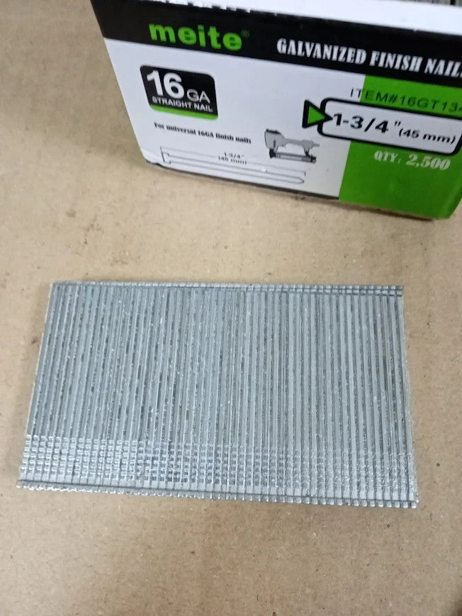 Meite 16 Gauge Finish Nails 45mm Galvanised 16GA Small Straight Finishing New