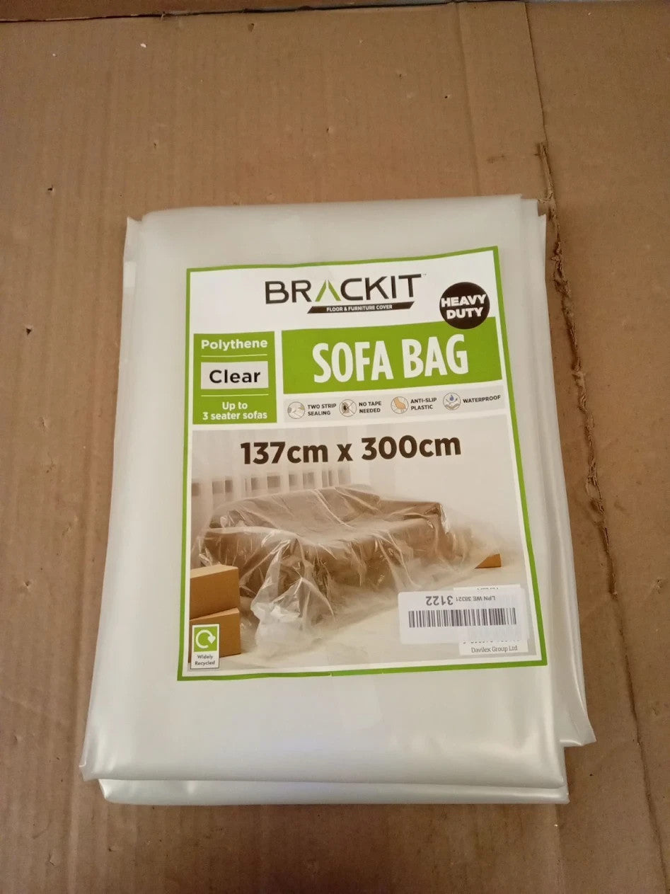 Brackit Sofa Storage Bag Plastic Cover Heavy Duty 300cx137cm Up To 3 Seater